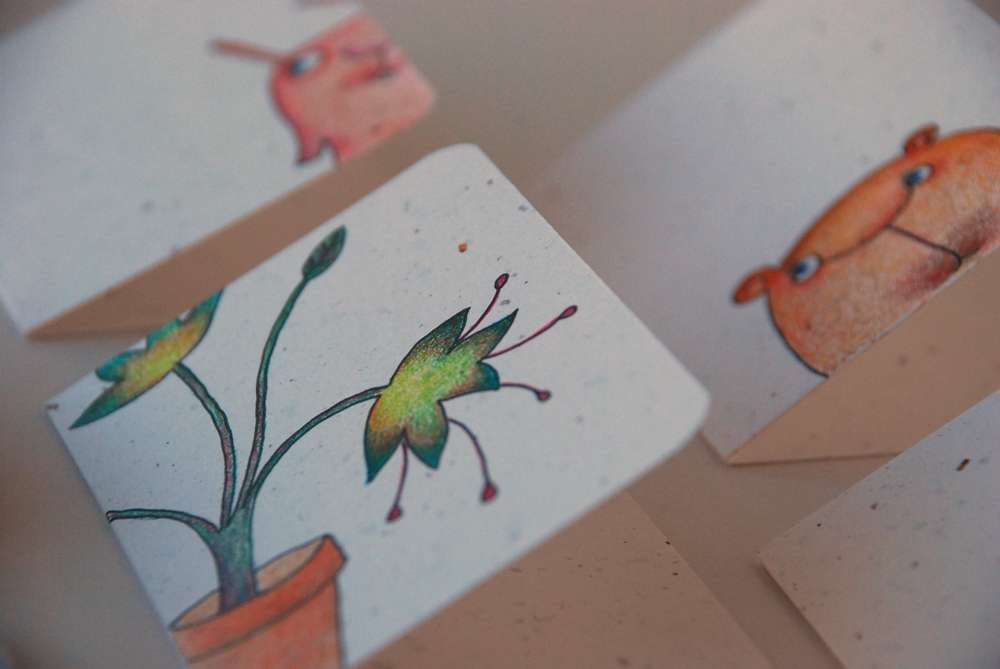 Vokų su atvirukais rinkinys džiugioms mintims pakuoti