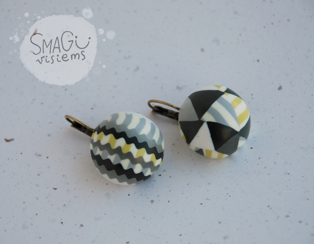 Rankų darbo, originalūs, spalvingi auskarai "Porelė su skirtumais"