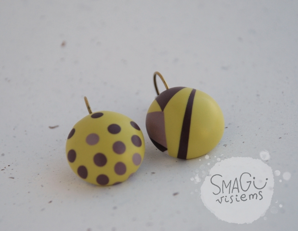 Rankų darbo, originalūs, spalvingi auskarai "Porelė su skirtumais"