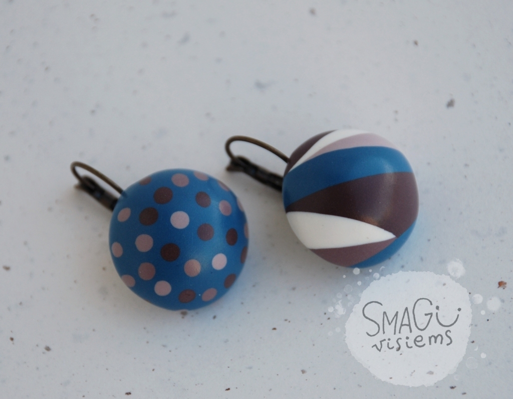 Rankų darbo, originalūs, spalvingi auskarai "Porelė su skirtumais"