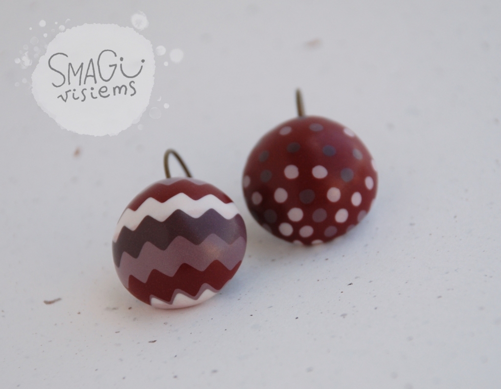 Rankų darbo, originalūs, spalvingi auskarai "Porelė su skirtumais"